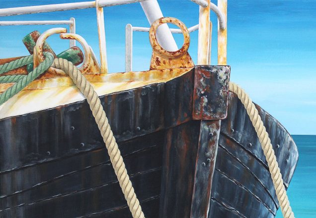 Close up of trawler painting
