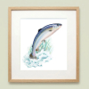 Framed painting of a leaping salmon