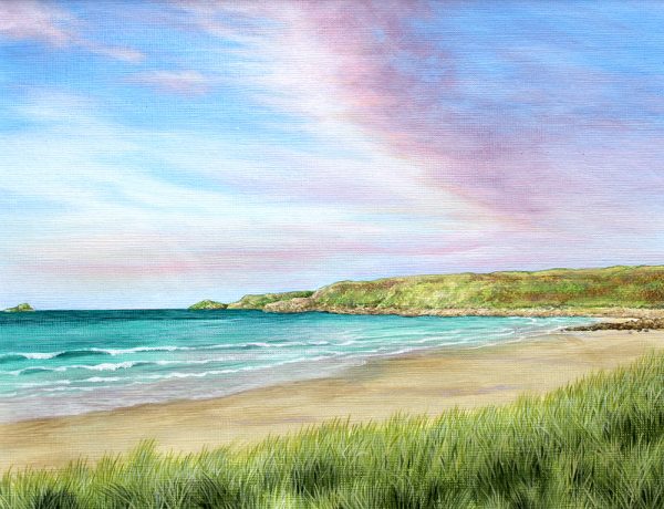 Acrylic painting of Sennen Beach, Cornwall