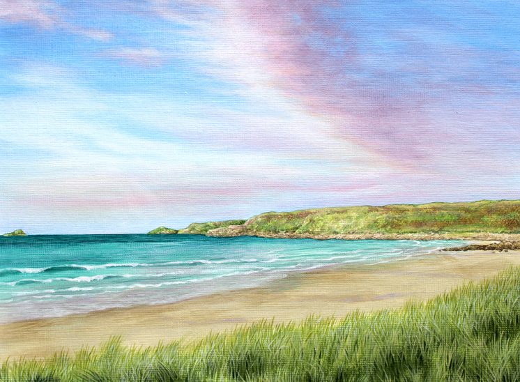 Acrylic painting of Sennen Beach, Cornwall