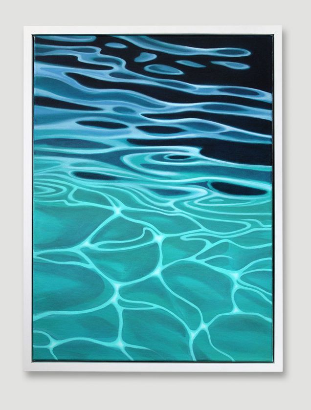 Framed original painting of tranquil sea surface
