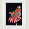 Framed painting of a peacock butterfly