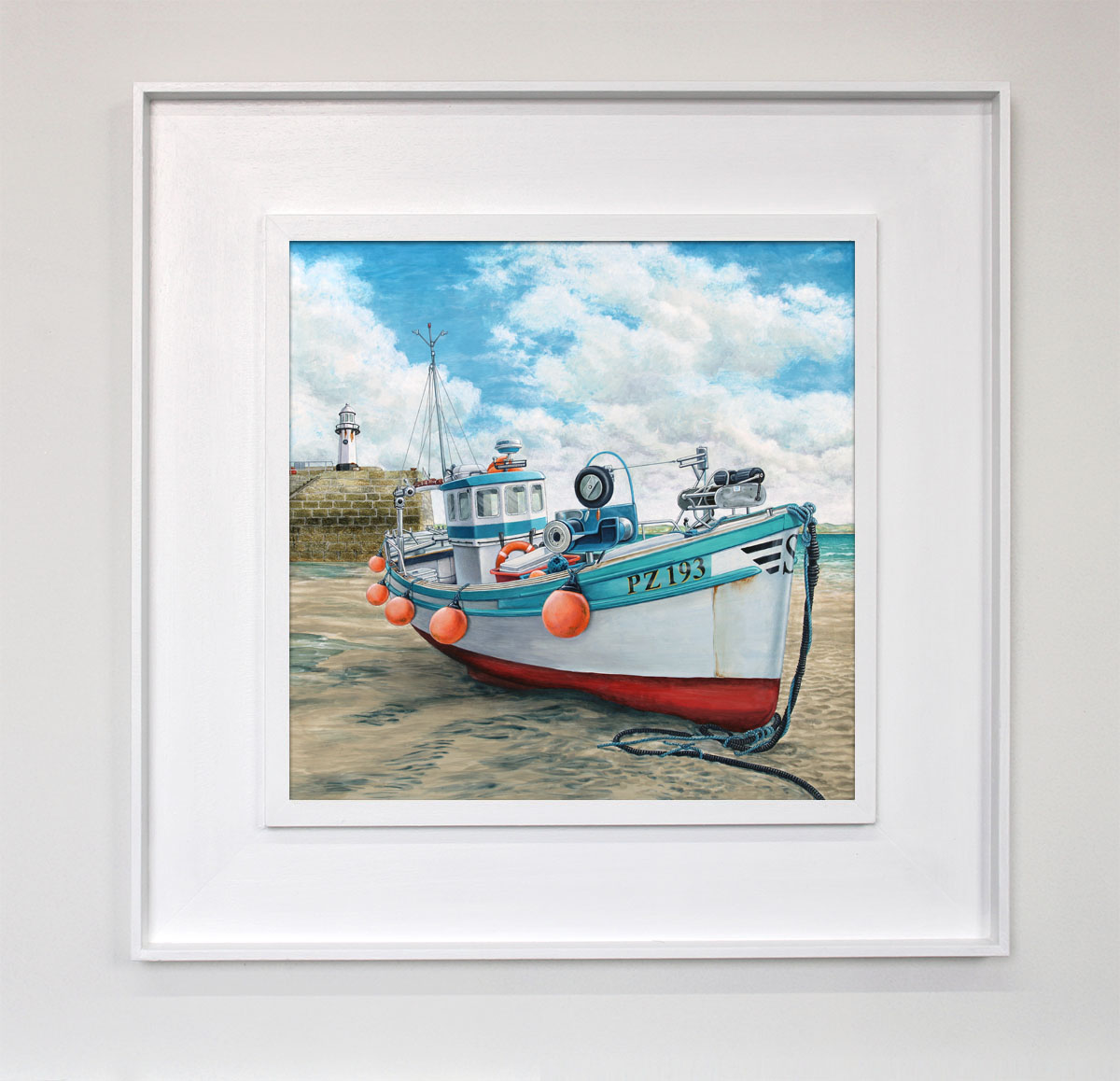 Framed painting of St Ives boat