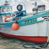 Close up of fishing boat painting