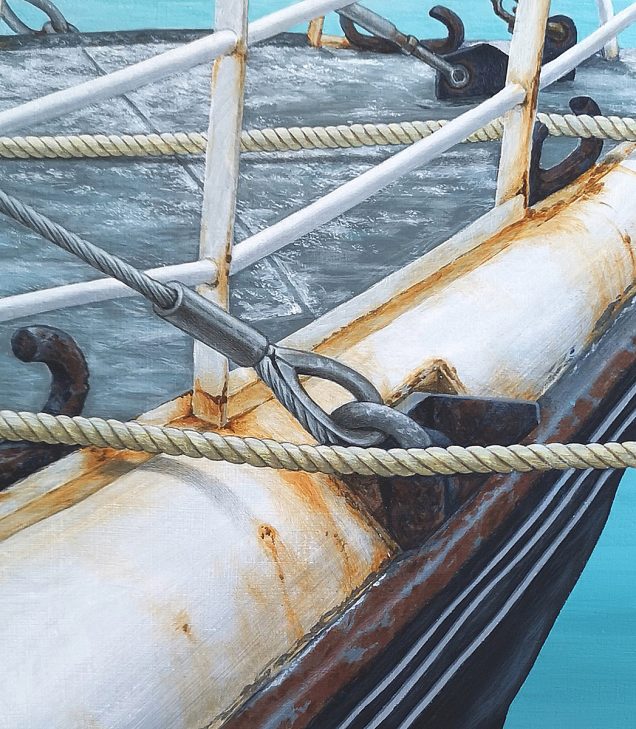Detail of Cornish trawler painting