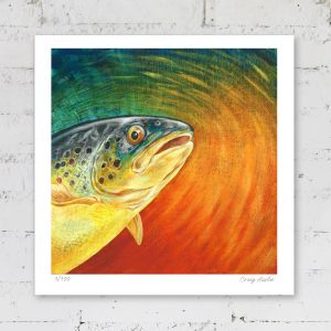 Signed print of a brown trout