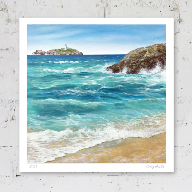 Signed print of Godrevy Lighthouse