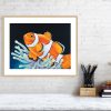Clownfish print in oak frame