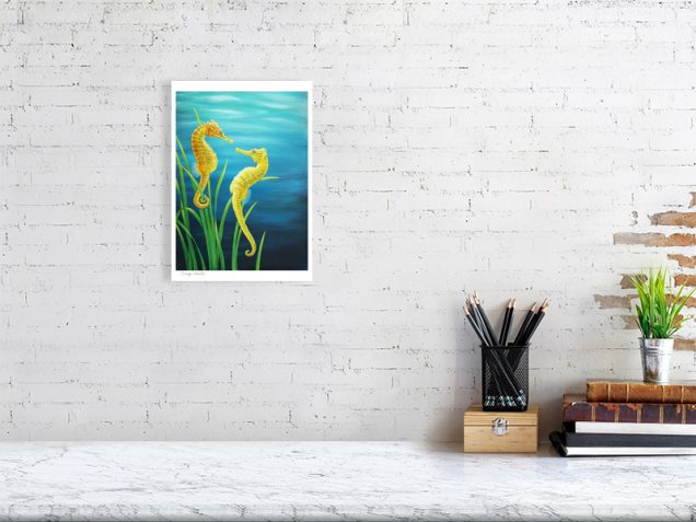 Signed limited edition print of seahorse