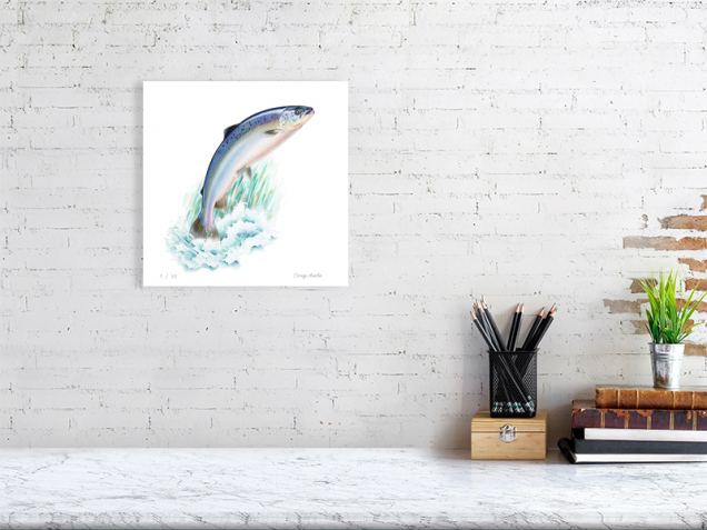 Signed print of a salmon