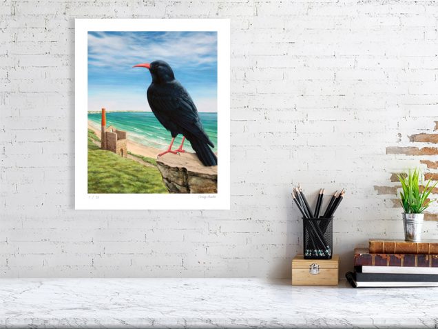 Signed limited edition print of a chough
