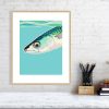 Mackerel poster print in an oak frame