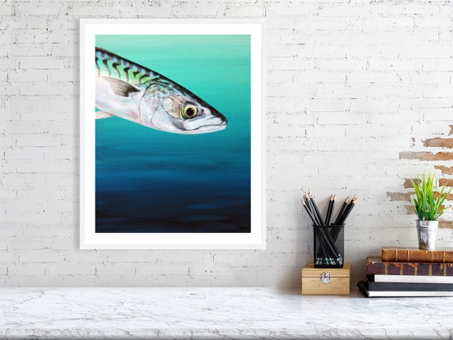 Mackerel print in a white frame