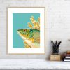 Ballan wrasse print in an oak frame