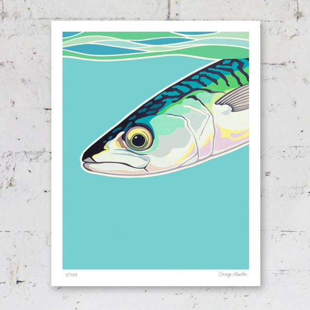 Signed print of a mackerel painting