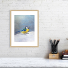 Print of a blue tit in an oak frame