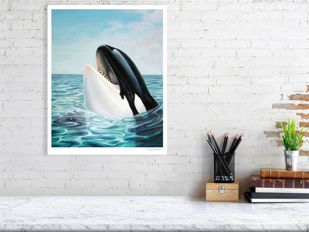 Signed print of an orca whale