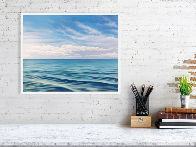 Seascape print in a white frame