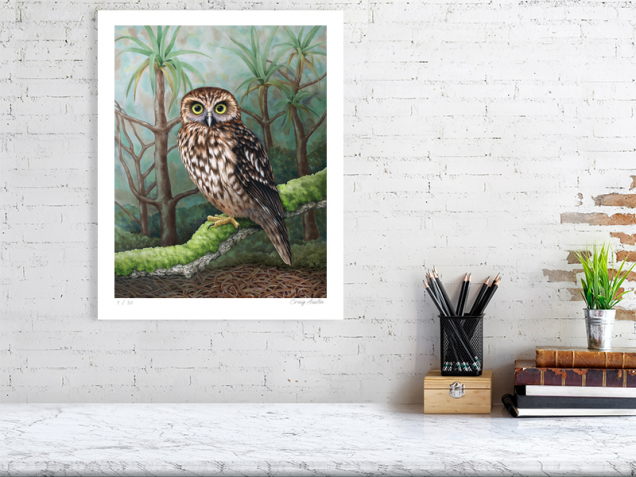 Limited edition print of a morepork