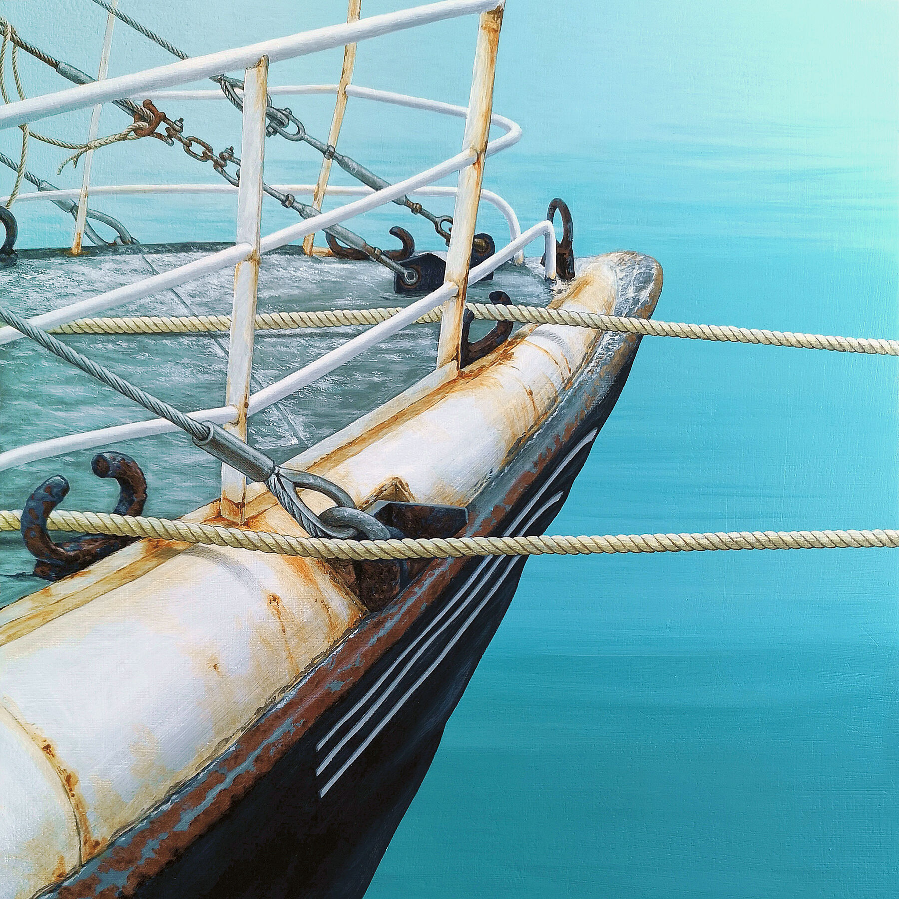 Printing of a fishing trawler in Newlyn, Cornwall