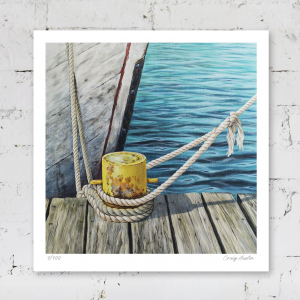 Signed print of a boat mooring