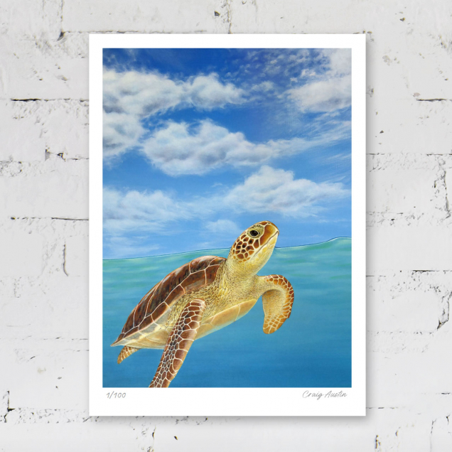 Limited edition print of a sea turtle