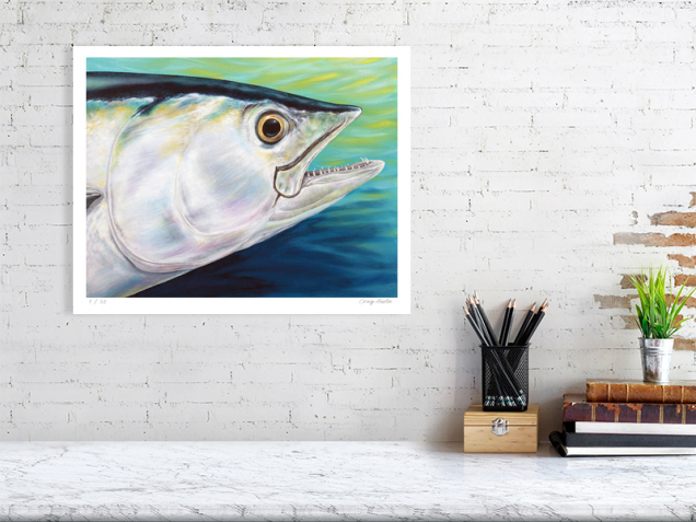 Signed print of a dogtooth tuna