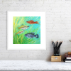 Swordtail fish print in a white frame