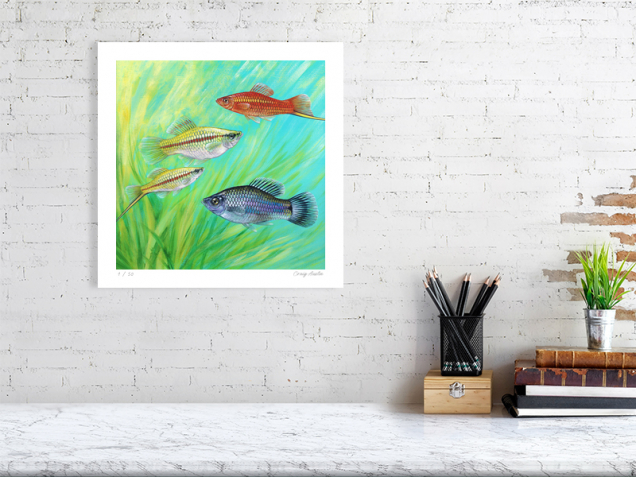 Signed print of swordtail fsih
