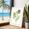 Botanical illustration framed picture in a room interior