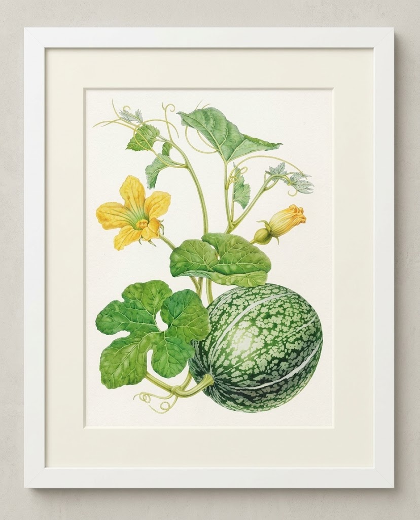 Framed painting of a gourd