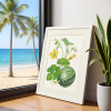 Botanical illustration framed picture in a room interior
